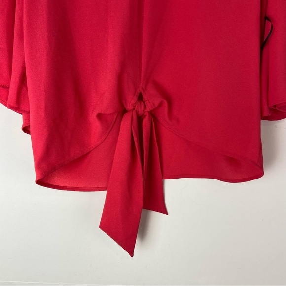 1.STATE Flounce Sleeve Tie Front V-Neck Blouse - Picture 5 of 9